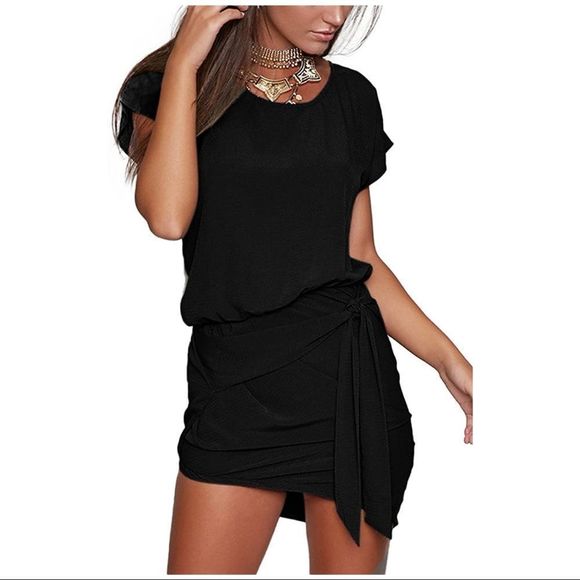 Miholl Dresses & Skirts - 🍭 Mix & Match 2/$75 🍭 Mini Round Neck Short Sleeve Self-tie Waist Dress